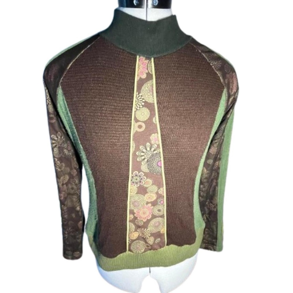 Brown and Green Floral Sweater